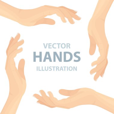 El avuç içi vektör çizimi. Koruma ve bakım konsepti metaforu. Kümenin bir parçası. 