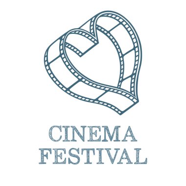 Hart biçimli film makarası. Klasik film makarası çizimi. Sinema aşkı konsepti. Kümenin bir parçası.