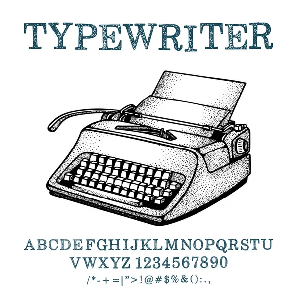 Uma Máquina Escrever Desenho Mão Esboço Retro Typewriter Vector Illustration — Vetor de Stock