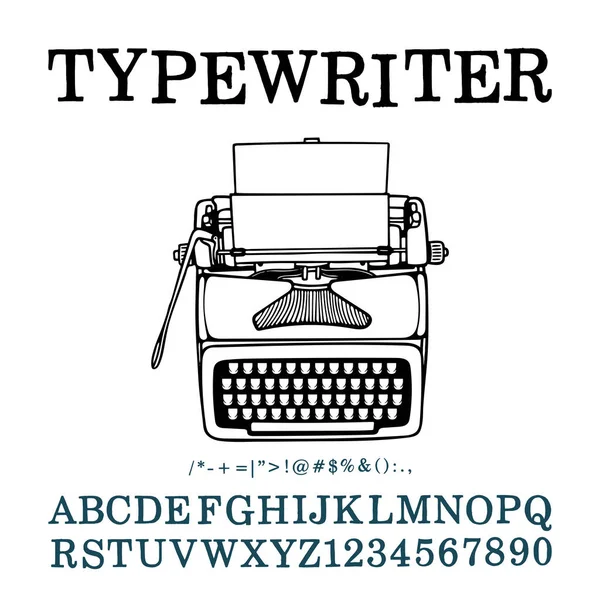 Γραφομηχανή Χειροποίητο Περίγραμμα Ρετρό Γραφομηχανή Διανυσματική Απεικόνιση Και Γραμματοσειρά Μέρος — Διανυσματικό Αρχείο