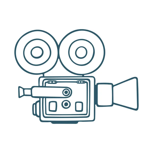 映画カメラ レトロな映画カメラのアウトラインベクトルイラスト 集合の一部 — ストックベクタ