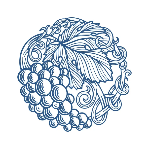Illustration Vectorielle Dessinée Main Raisin Vigne Dessin Style Gravure Vigne — Image vectorielle