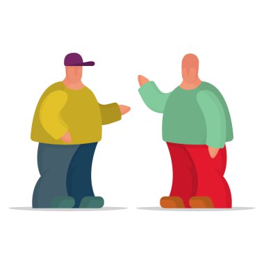 Çizgi film karakterleri konuşuyor. İletişim konsepti. Kümenin bir parçası.