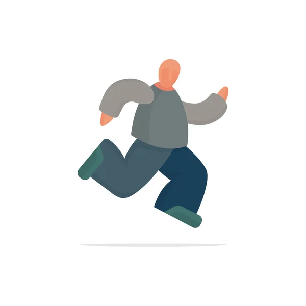 Homem Correr Saltando Personagem Desenho Animado Abstrato Masculino Parte Conjunto — Vetor de Stock