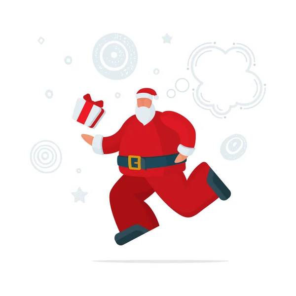 Běžící Santa Claus Abstraktní Kreslený Postava Současnost Řeč Bublina Vánoční — Stockový vektor