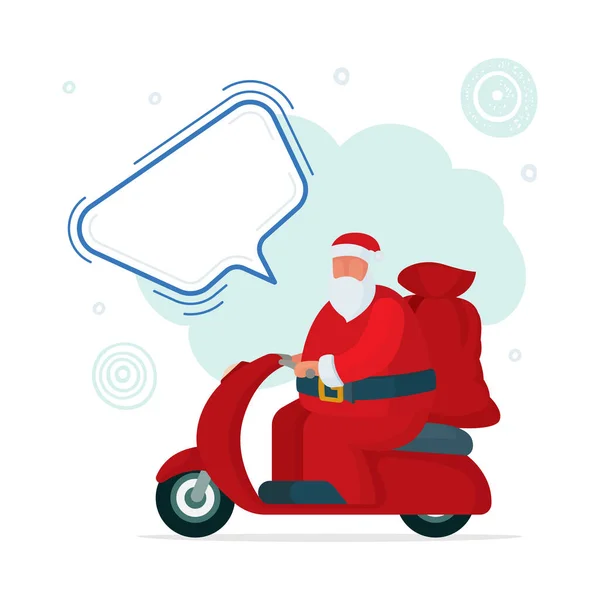 Santa Claus Personnage Dessin Animé Abstrait Débarrasser Scooter Père Noël — Image vectorielle