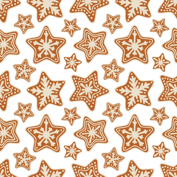 Świąteczne Ciasteczka Bez Szwu Wzór Ręcznie Rysowane Gwiazdy Kształcie Christmas — Wektor stockowy