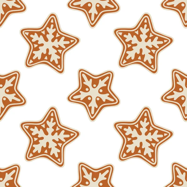 Χριστουγεννιάτικα Μπισκότα Χωρίς Ραφή Μοτίβο Χειροποίητα Μπισκότα Σχήμα Αστεριού Ατελείωτο — Διανυσματικό Αρχείο