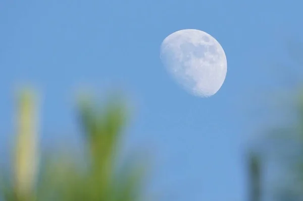 Силуэт Луны Голубом Фоне Неба — стоковое фото
