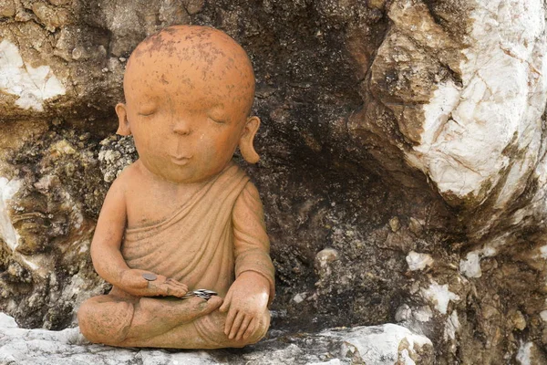 Socha Buddhy Kamenné Pozadí — Stock fotografie