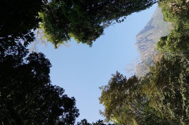 mavi gökyüzü arka planda dağların görünümü 