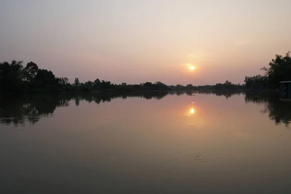 Vue Coucher Soleil Coloré Sur Rivière — Photo