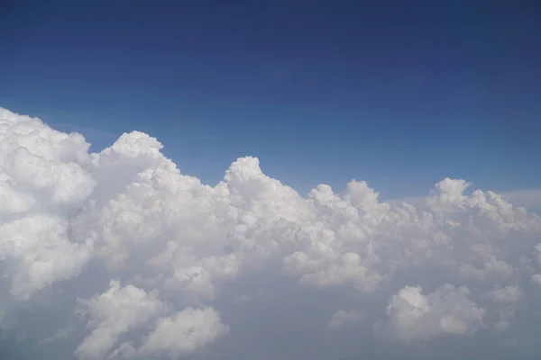 View Fluffy White Clouds Blue Sky Background Copy Space — Stock Photo, Image