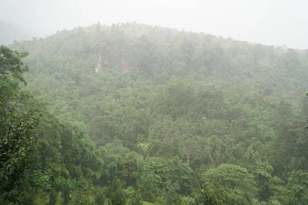 Paysage Naturel Avec Des Collines Verdoyantes Brumeuses Pendant Journée — Photo