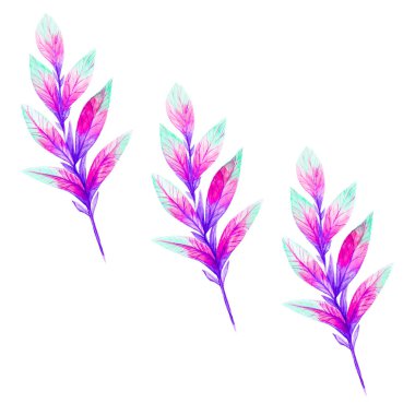 Güzel soyut çiçek ve yaprak suluboya resim.