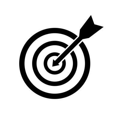 Başarı strateji sembolü vektör illüstrasyonu. Hedef simgede ok.