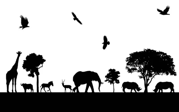 Wild animals black silhouettes