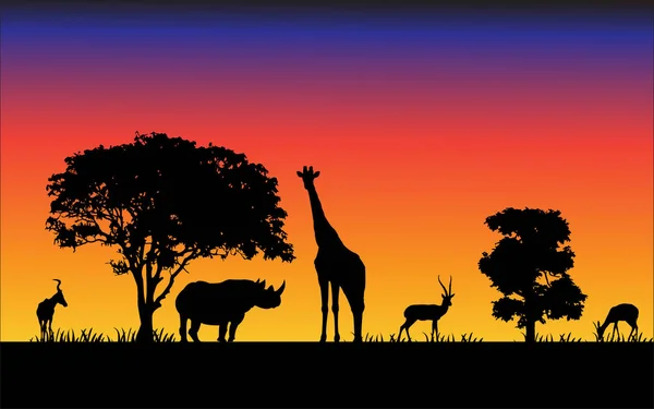 Wild animals black silhouettes