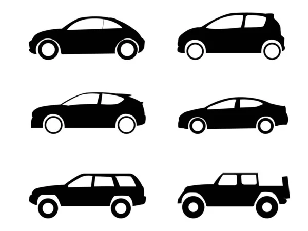 车辆集合图标设置为白色背景 向量车类型和模型对象图标设置为Web的轮廓 — 图库矢量图片#