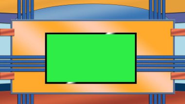 Mavi ve portakal Tv stüdyo arka plan yeşil ekran ile