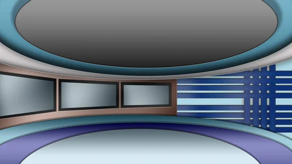 Virtual News Studio Set Screens — Stock Photo, Image