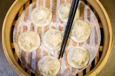 Geleneksel Çince bir bambu gemi Köfte Buğulama