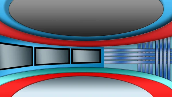 Virtual TV news studio set background with screens