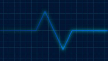 Kardiyogram ekranında mavi kalp atışı, EKG kardiyo sağlık konsepti