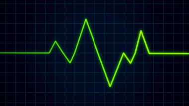 Yeşil kalp atışı darbe kardiyogram ekranında, Ekg EKG kardiyo sağlık kavramı
