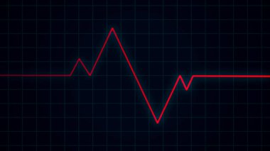 Kırmızı kalp atışı darbe kardiyogram ekranında, kardiyo sağlık kavramı