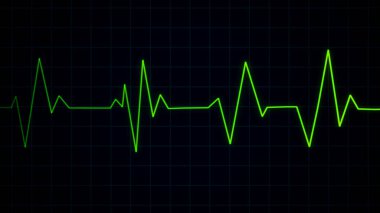 Yeşil kalp atışı darbe kardiyogram ekranında, Ekg EKG kardiyo sağlık kavramı