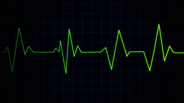 Groene Hartslag Puls Aan Cardiogram Scherm Ekg Ecg Cardio Gezondheidszorg — Stockfoto