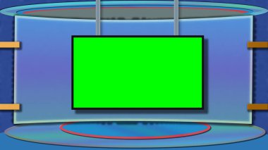 Yeşil ekran ile mavi temalı Tv stüdyo arka plan