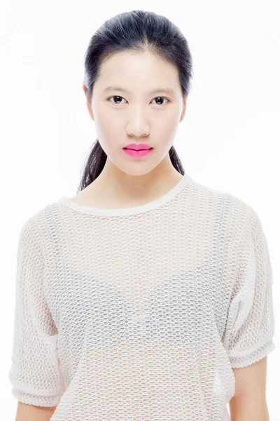 Wysokiej Kluczowych Piękno Portret Nastoletnie Azjatki Dziewczyny — Zdjęcie stockowe