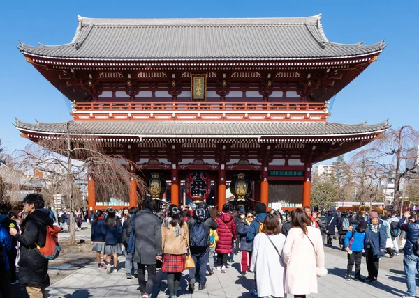 Tokio Japonsko Února 2019 Davy Turistů Navštívit Sensoji Chrám Prefektuře — Stock fotografie