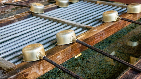 Japanese Purification Basin Bamboo Ladles — Stock Photo, Image