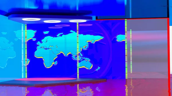 Virtual TV news broadcast studio set background