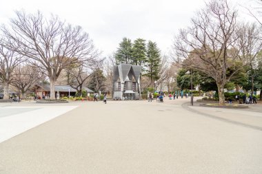 Ueno Onshi Parkı'nda kimliği belirsiz kişiler yürüyor