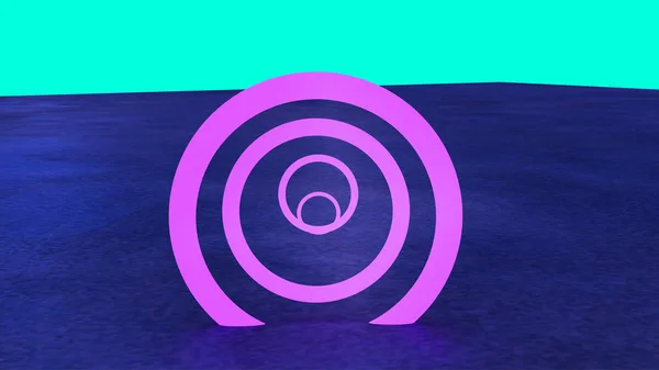 ピンクの円の抽象的な背景の3Dイラスト — ストック写真