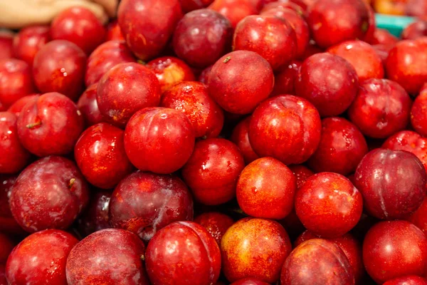 Frische rote Pflaumen — Stockfoto