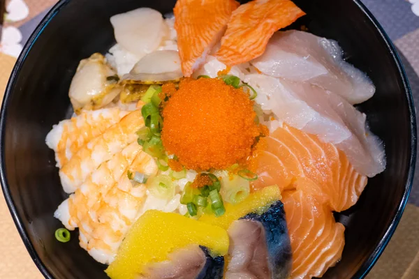 Sashimi bowl with fish eggs and rice
