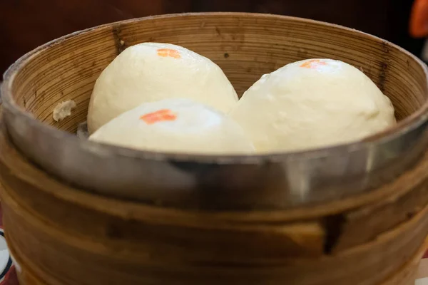 Cantonese dim sum in bamboo steamer