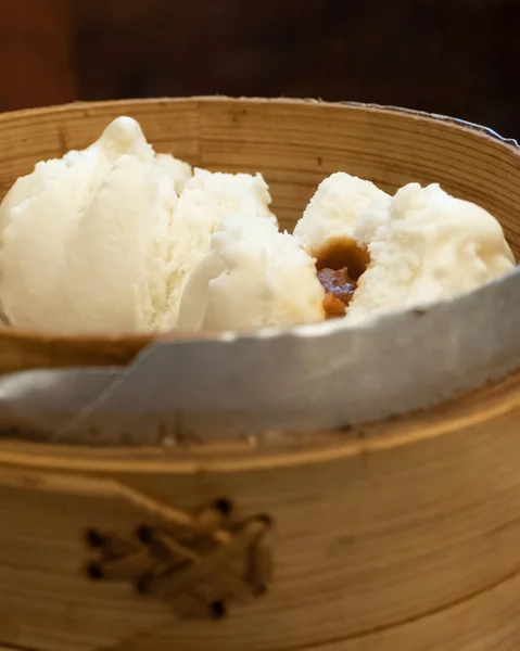 Cantonese dim sum in bamboo steamer