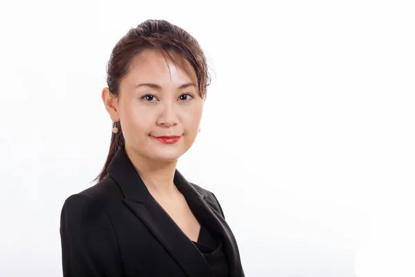 Asian American Businesswoman Looking Camera White Background — Stock Photo, Image