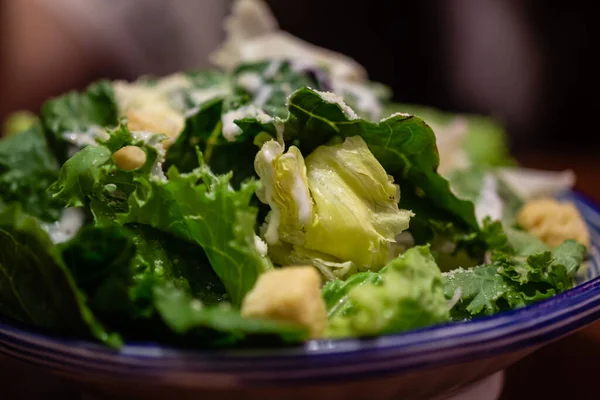 Macro Tiro Salada Verde Tigela — Fotografia de Stock