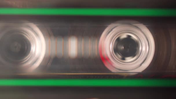 Audiocassette Audiorecorder Rewelling Fastly Closeup Άποψη Κύλινδροι Στο Επίκεντρο — Αρχείο Βίντεο