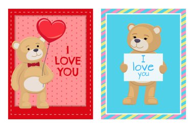 Sen ve ben oyuncak ayılar vektör seviyorum