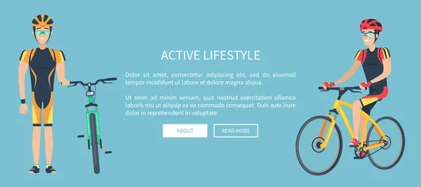 Actieve levensstijl blauwe webpagina vectorillustratie — Stockvector