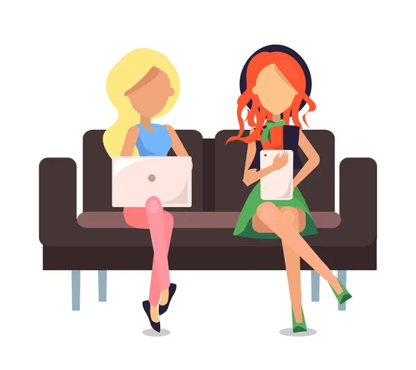 Persone sedute sul divano Poster Vector Illustrazione — Vettoriale Stock