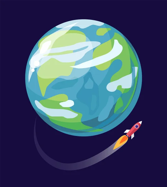 Illustration vectorielle de l'affiche Terre et vaisseau spatial — Image vectorielle